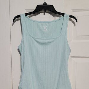 Jockey Square Neck Rib Thong Bodysuit, Clear Waters, Large